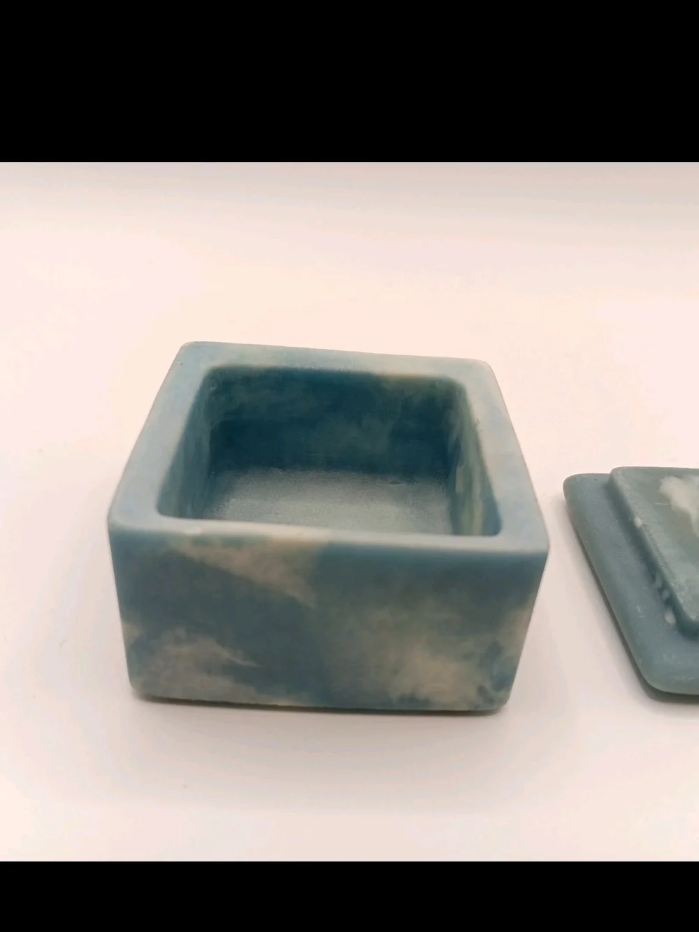 1970's Blue Floral Incolay Jewelry Trinket Box